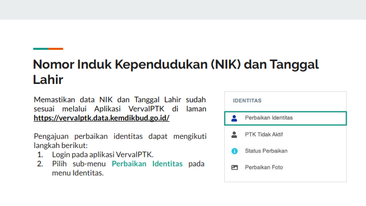 Nomor Induk Kependudukan (NIK) dan Tanggal Lahir 001