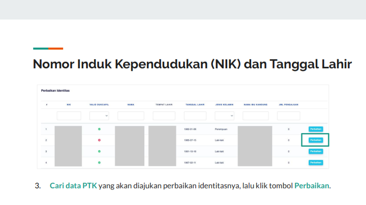 Nomor Induk Kependudukan (NIK) dan Tanggal Lahir 002