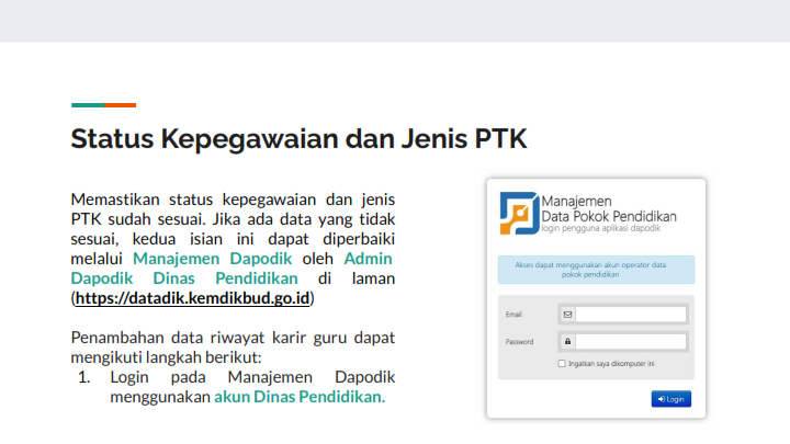 Perbaikan Data Status Kepegawaian dan Jenis PTK 001